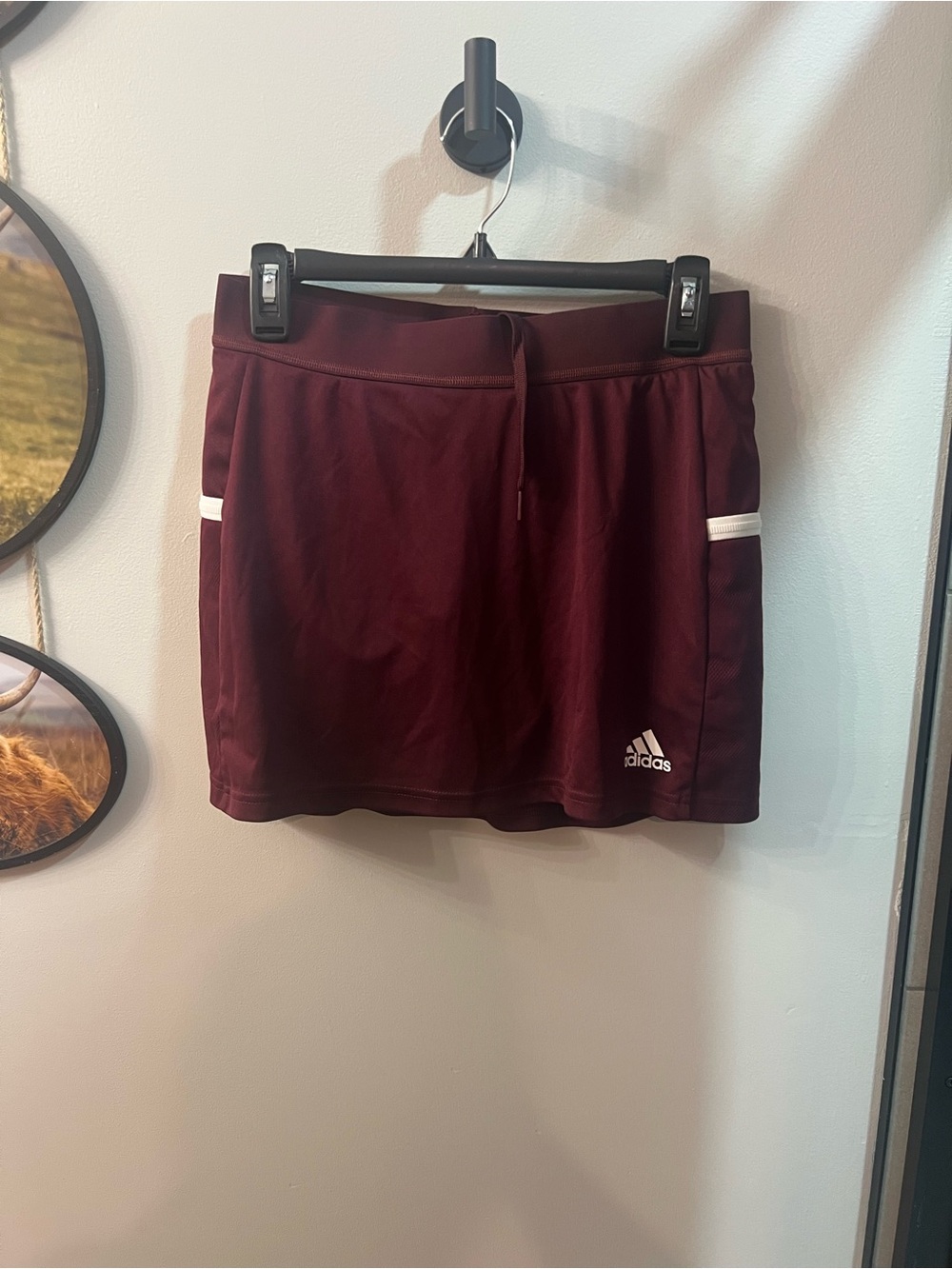 adidas Women's Maroon Skort with White Accents
